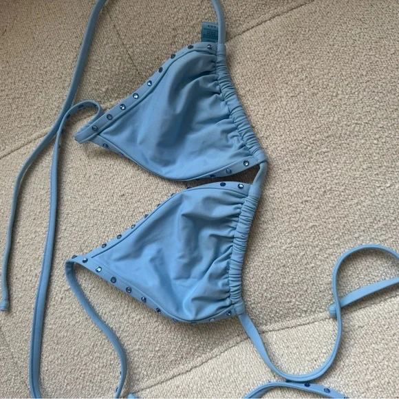 SKIMS Rhinestone Triangle bikini top iris blue size M - Picture 3 of 6